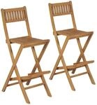 vidaXL 2X Teak Massiv Garten Barstuhl Klappbar Barhocker Gartenstuhl Balkon