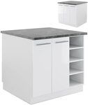 Vicco K&uuml;cheninsel Fame-Line, Wei&szlig; Hochglanz/Wei&szlig;, 90 cm ohne Arbeitsplatte,...