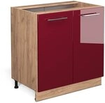 Vicco K&uuml;chenunterschrank Fame-Line, Bordeaux Hochglanz, 80 cm