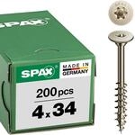 SPAX Korpusschraube ohne Linse 4.0x 34 TG Torx 20 - Stahl vernickelt Inhalt: 200