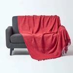 Homescapes Wohndecke Nirvana Slub orangerot &ndash; handgewebte Baumwolldecke...