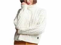 Vintage HIGH Neck Cable Knit Polo-Pullover,