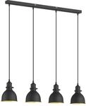Lindby Esstisch Pendelleuchte Schwarz Gold, H&auml;ngelampe Metall 4x E27 max. 60W ohne