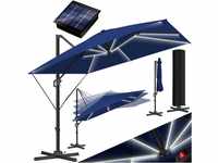 KESSER® Sonnenschirm LED Solar Ampelschirm SUN XL 300 x 300 cm Inkl. Abdeckung