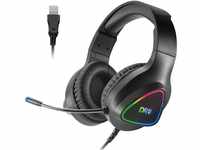 DR1TECH GrayEagle+ Professional Gaming LED RGB Kopfhörer Für PC Mit USB Kabel Und