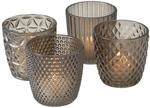 Boltze Windlicht Set Marilu 4-teilig (grau, Deko-Gl&auml;ser f&uuml;r Kerzen /...