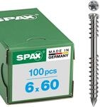 SPAX Terrassenschraube aus Edelstahl rostfrei A4, 6,0 x 60 mm, 100 St&uuml;ck, T-STAR