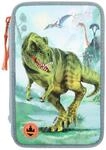 Depesche Dino World 12166-3-Fach Federtasche mit LED-Effekten, Dino World, grau
