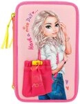 Depesche 12268 TOPModel - Gef&uuml;llte 3-Fach Federtasche in Rosa, mit Model-Motiv und