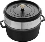 STAUB Gusseisen Cocotte rund mit Dampfgarer 24 cm schwarz