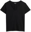 Superdry Damen Strukturiertes T-Shirt mit V-Ausschnitt und Stickerei Schwarz 38
