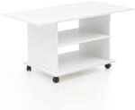 WOHNLING Couchtisch 95x54,5x51 cm Wei&szlig; Drehbar mit Rollen | Wohnzimmertisch...