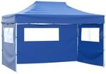 vidaXL Faltzelt 3 W&auml;nden Blau Gartenzelt Partyzelt Gartenpavillon Bierzelt
