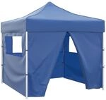 vidaXL Faltzelt mit 4 W&auml;nden 3x3m Blau Gartenzelt Partyzelt Pavillon Bierzelt