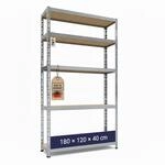 TKT &ndash; Work System Steckregal mit Holzb&ouml;den 180x120x40cm - Verzinktes Regal mit