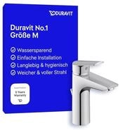 Duravit No.1 Waschtischarmatur, Gr&ouml;&szlig;e M (Auslauf H&ouml;he 117 mm), Wasserhahn Bad mit
