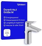 Duravit No.1 Waschtischarmatur, Gr&ouml;&szlig;e M (Auslauf H&ouml;he 117 mm), Wasserhahn Bad mit