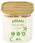 Pebbly QUADRATISCHER GLASBEH&Auml;LTER MIT BAMBUSDECKEL - 800ml