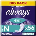 Always Daily Fresh Slipeinlagen Damen, Normal (56 Binden) Big Pack, ohne Duft,