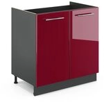 Vicco Sp&uuml;lenunterschrank Fame-Line, Bordeaux Hochglanz, 80 cm ohne...