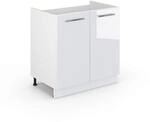 Vicco Sp&uuml;lenunterschrank Fame-Line, Wei&szlig; Hochglanz, 80 cm ohne Arbeitsplatte,...