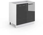 Vicco Sp&uuml;lenunterschrank Fame-Line, Anthrazit Hochglanz, 80 cm mit Regal, ohne