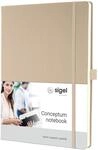 SIGEL CO640 Premium Notizbuch A4 kariert beige, Hardcover, 194 nummerierte Seiten,