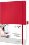 SIGEL CO315 Premium Notizbuch A4 liniert rot, Softcover, 194 nummerierte Seiten,