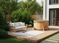 FinnTherm Holz Badefass Bergen, Hot Tub &Oslash; 160 x 110 cm, inkl. Edelstahl-Ofen...