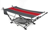 Primaster Camping H&auml;ngematte rot/grau 234x100x73,4cm Witterungsbest&auml;ndig Ablage