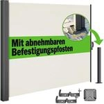 CASARIA Seitenmarkise Nosara 160x300cm Ausziehbar | Creme, Balkon, Terrasse,...