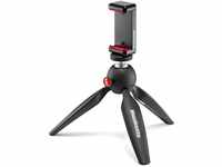 Manfrotto MKPIXICLMII-BK, Mini-Stativ mit universeller Smartphone-Klemme, Made in