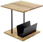 HAKU Beistelltisch Massivholz Eiche Metall schwarz Couchtisch Holz Sofatisch - Ma&szlig;e: