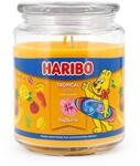 Haribo Gro&szlig;e Duftkerze im Glas mit Deckel | Tropical Fun 510g | Duftkerze Fruchtig 