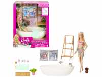 Barbie Self-Care Serie, Konfetti-Bad, Barbie-Puppe mit blonden Haaren, Badeanzug,