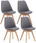 CLP 4er Set Esszimmerstuhl Linares Kunststoff I Stoff I Samt I Cord I Lederoptik I