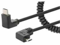 Manhattan Spiralkabel USB-C auf Micro-USB Ladekabel 1m schwarz