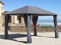 QUICK STAR Metall Garten Pavillon Nizza 3x4m Grau mit 4 Seitenteilen Partyzelt