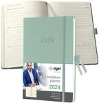 SIGEL C2472 Terminplaner Wochenkalender 2024, ca. A5, gr&uuml;n, Hardcover, 192 Seiten,