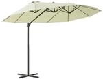 Outsunny Sonnenschirm Doppelsonnenschirm Oval 445x260cm Ampelschirm mit Kurbel