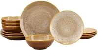 CreaTable, 23674, Serie Reactive Nostalgic (Cognac/Weiss), 12-teiliges Geschirrset