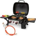 ProfiCook Gasgrill mit 2 Edelstahlbrennern | Tischgrill inkl. Gasdruckminderer &