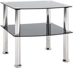 HAKU Beistelltisch Edelstahl modern mit Glasplatte schwarz Sicherheitsglas Couchtisch