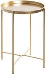 HAKU Beistelltisch rund Gold Metall runder Couchtisch klein - Ma&szlig;e: H 50 x &Oslash; 39 cm