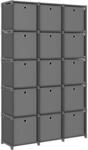 vidaXL W&uuml;rfel Regal mit Boxen 15 F&auml;cher B&uuml;cherregal Standregal W&uuml;rfelregal