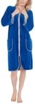 Aquarti Damen Velours Bademantel Morgenmantel mit Rei&szlig;verschluss, Blau, 3XL