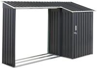 Ger&auml;tehaus Metall grau mit Holzunterstand Pultdach T&uuml;r 270 cm Modern Aosta