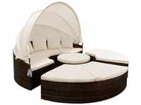 Casaria® Sonneninsel Lounge Set ø230cm Polyrattan Faltbares Sonnendach Tisch...