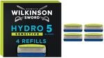 Wilkinson Sword - Hydro 5 Sensitive Rasierer f&uuml;r M&auml;nner, 4 Ersatzklingen,