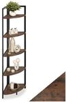 tectake&reg; Eckregal stehend, Nischenregal mit 5 Ebenen, Wandregal Holz, Industrial